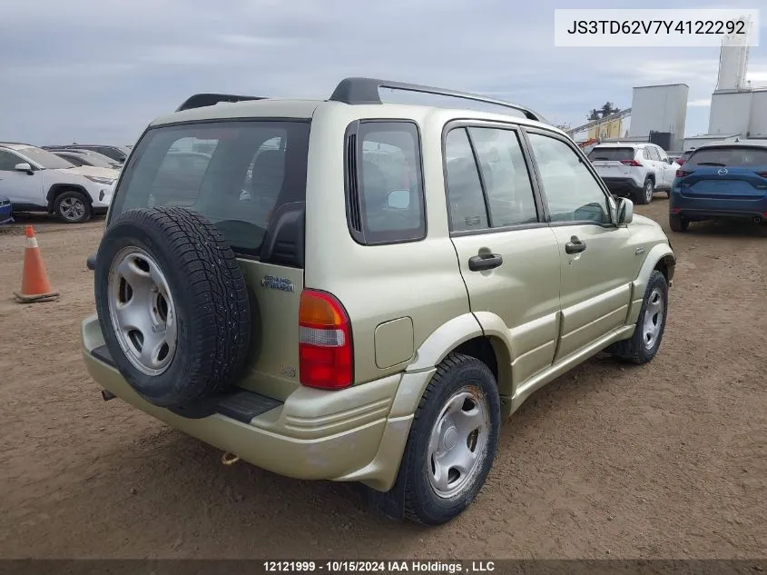 2000 Suzuki Grand Vitara VIN: JS3TD62V7Y4122292 Lot: 12121999