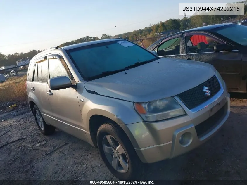 2007 Suzuki Grand Vitara Xsport VIN: JS3TD944X74202218 Lot: 40585684