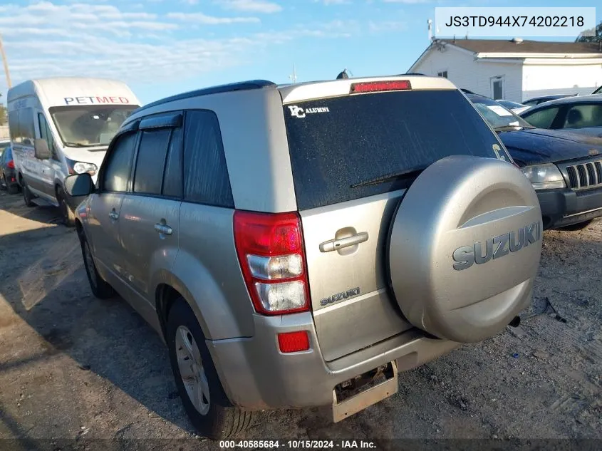 2007 Suzuki Grand Vitara Xsport VIN: JS3TD944X74202218 Lot: 40585684