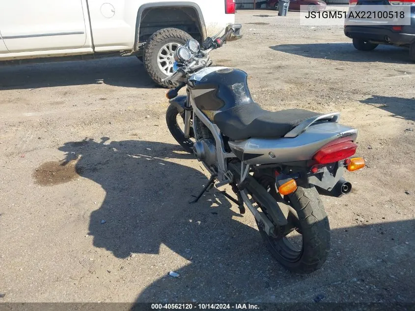 2002 Suzuki Gs500 VIN: JS1GM51AX22100518 Lot: 40562120