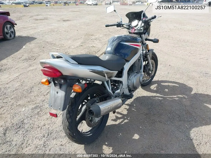 2002 Suzuki Gs500 VIN: JS1GM51A822100257 Lot: 40597303