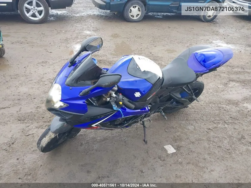 2007 Suzuki Gsx-R600 VIN: JS1GN7DA872106376 Lot: 40571561