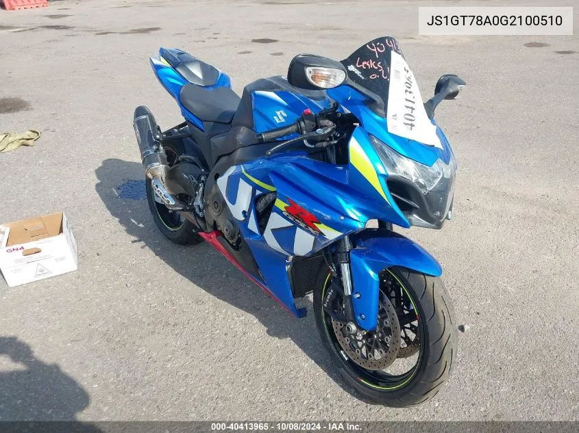 JS1GT78A0G2100510 2016 Suzuki Gsx-R1000