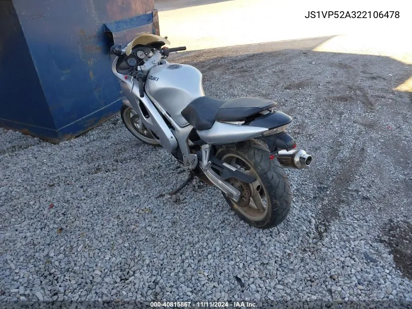 2002 Suzuki Sv650 S VIN: JS1VP52A322106478 Lot: 40815867