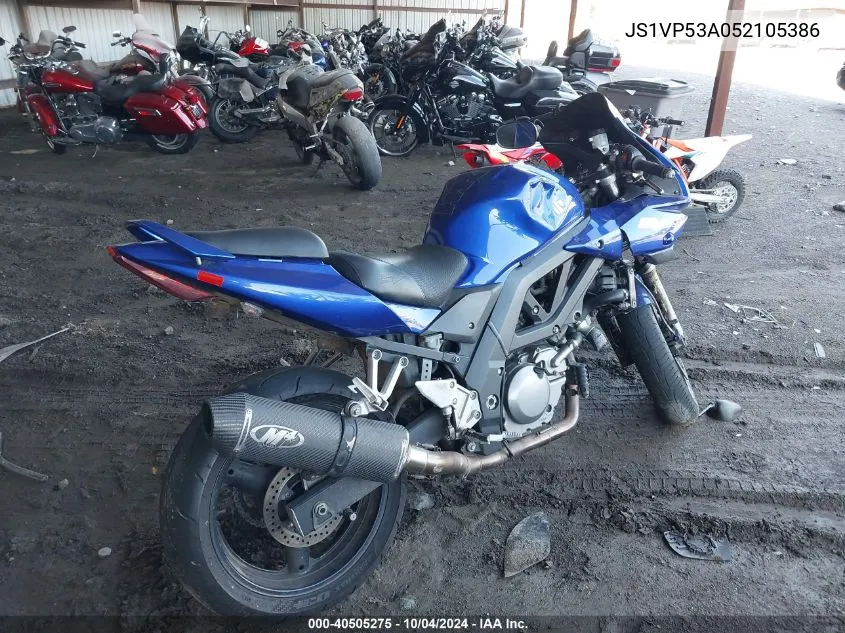 2005 Suzuki Sv650 VIN: JS1VP53A052105386 Lot: 40505275