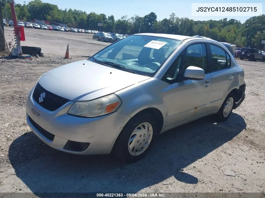 2008 Suzuki Sx4 VIN: JS2YC412485102715 Lot: 40221363