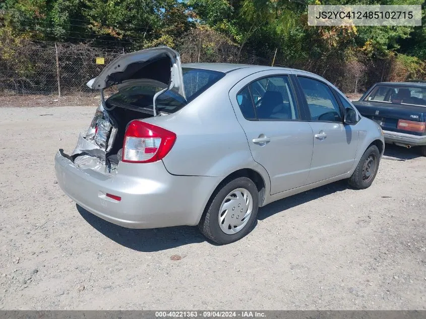 2008 Suzuki Sx4 VIN: JS2YC412485102715 Lot: 40221363