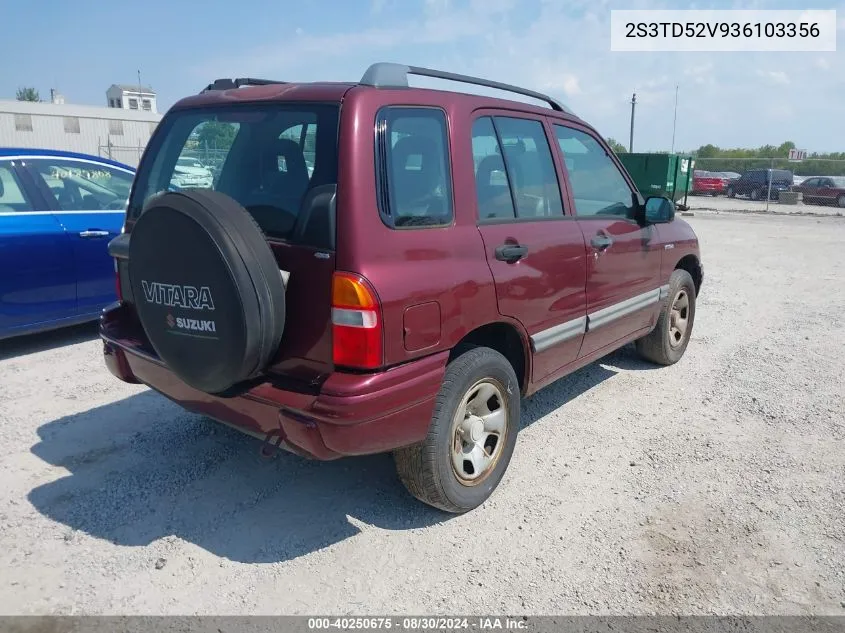 2003 Suzuki Vitara VIN: 2S3TD52V936103356 Lot: 40250675