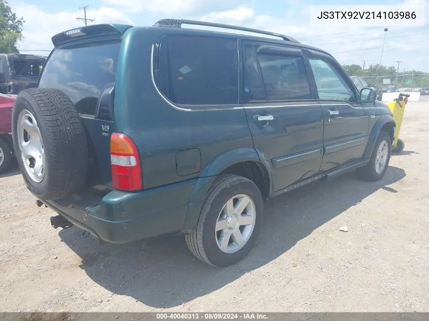 2001 Suzuki Grand Vitara Xl-7 Plus/Standard/Touring VIN: JS3TX92V214103986 Lot: 40040313