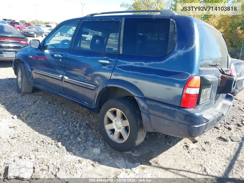 2001 Suzuki Grand Vitara Xl-7 Plus/Standard/Touring VIN: JS3TY92V714103818 Lot: 40645618