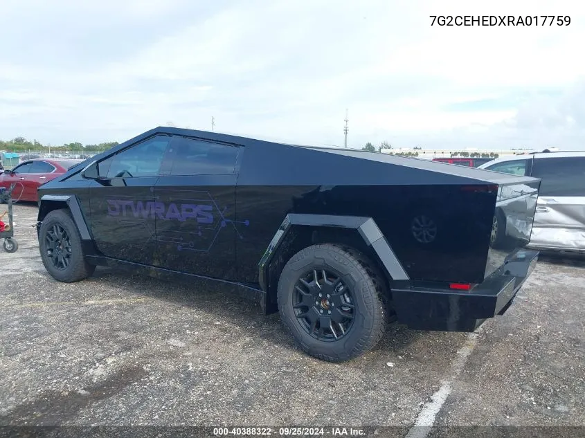 2024 Tesla Cybertruck All-Wheel Drive VIN: 7G2CEHEDXRA017759 Lot: 40388322