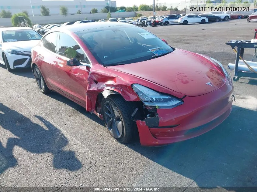 5YJ3E1EA0HF000728 2017 Tesla Model 3 Long Range/Standard