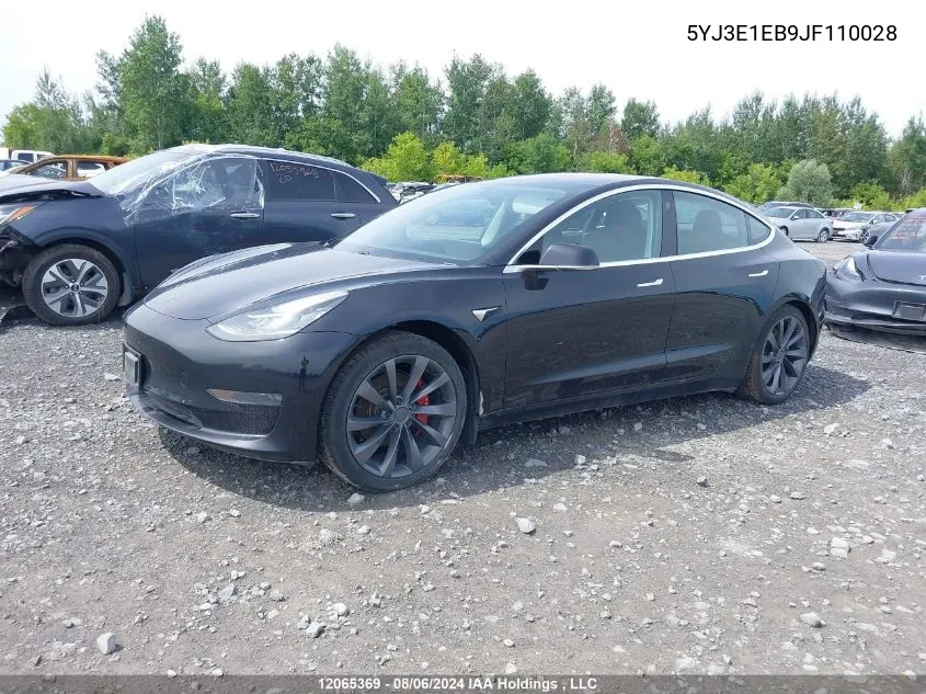 2018 Tesla Model 3 VIN: 5YJ3E1EB9JF110028 Lot: 12065369