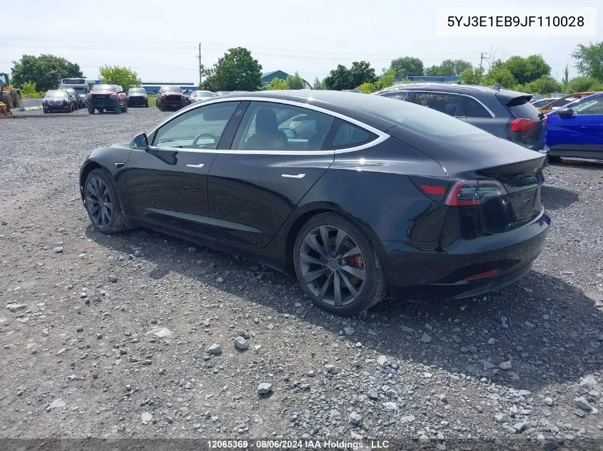 2018 Tesla Model 3 VIN: 5YJ3E1EB9JF110028 Lot: 12065369