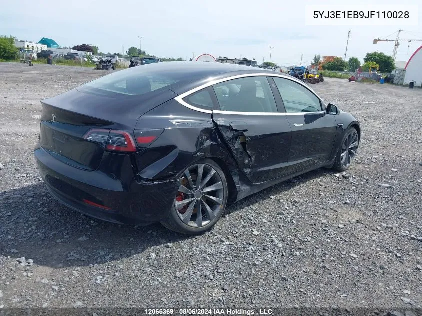 2018 Tesla Model 3 VIN: 5YJ3E1EB9JF110028 Lot: 12065369