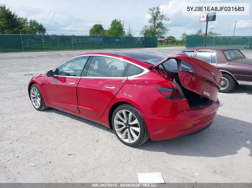 5YJ3E1EA8JF031683 2018 Tesla Model 3 Long Range/Mid Range