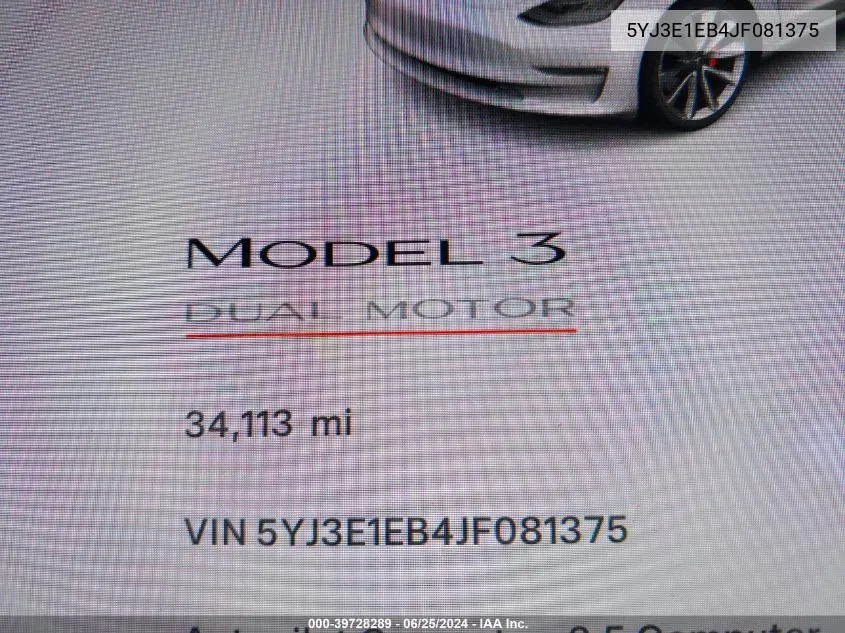 5YJ3E1EB4JF081375 2018 Tesla Model 3