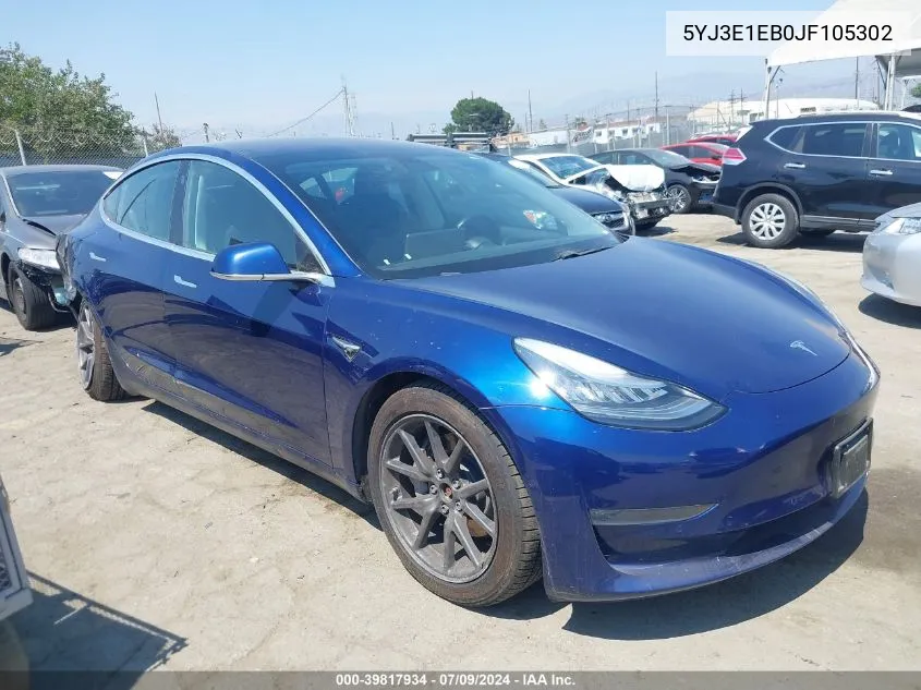 2018 Tesla Model 3 Long Range/Performance VIN: 5YJ3E1EB0JF105302 Lot: 39817934