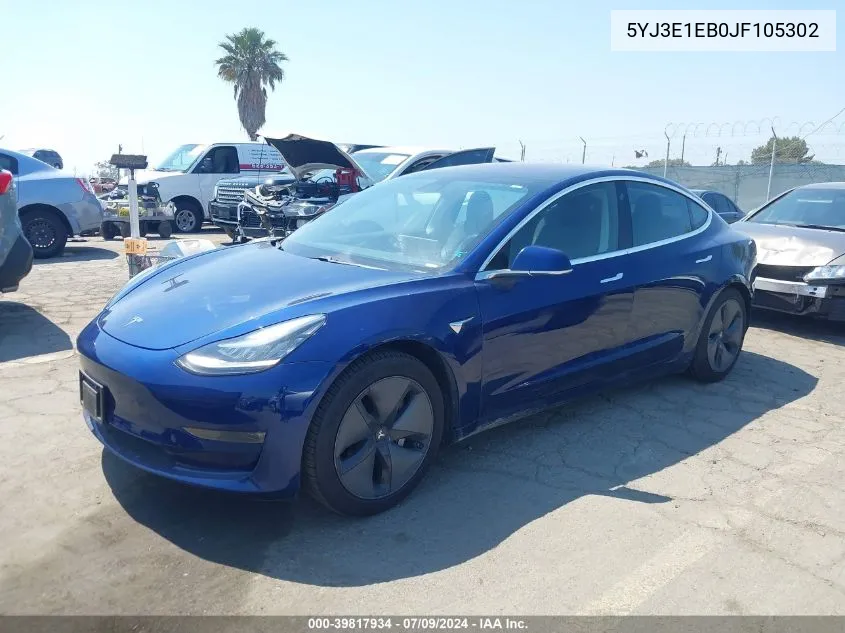 5YJ3E1EB0JF105302 2018 Tesla Model 3 Long Range/Performance