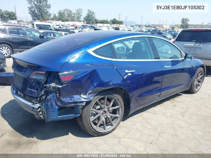 5YJ3E1EB0JF105302 2018 Tesla Model 3 Long Range/Performance