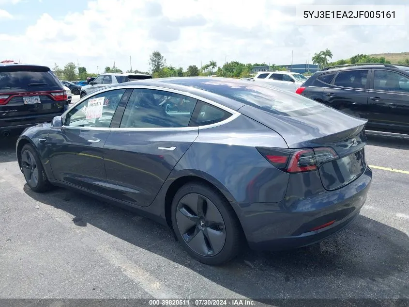 2018 Tesla Model 3 Long Range/Mid Range VIN: 5YJ3E1EA2JF005161 Lot: 39820511