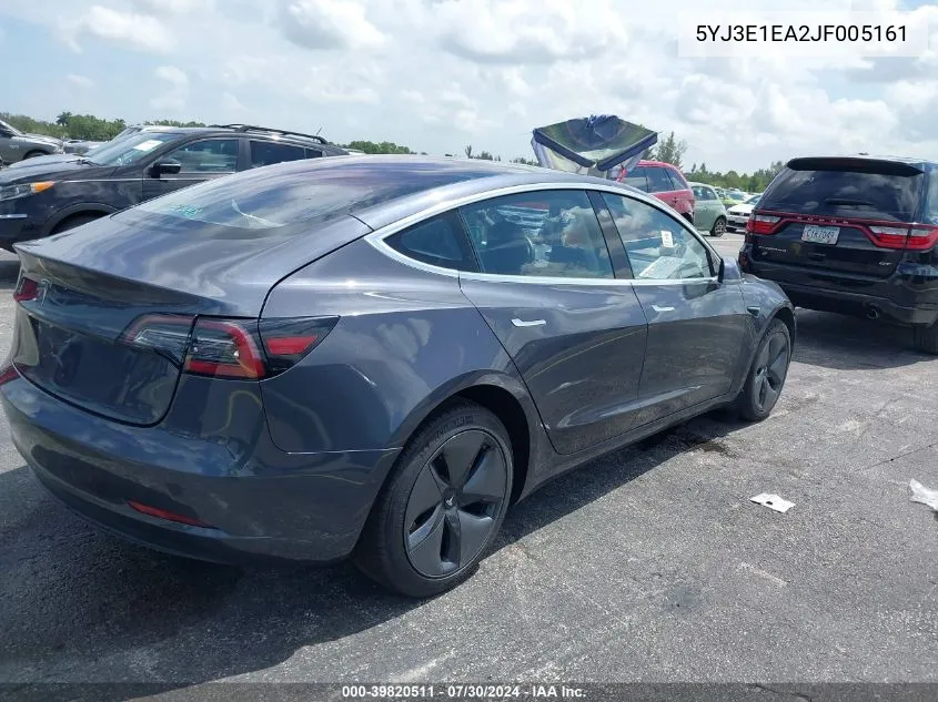 2018 Tesla Model 3 Long Range/Mid Range VIN: 5YJ3E1EA2JF005161 Lot: 39820511