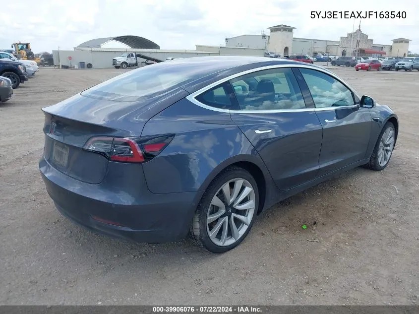 2018 Tesla Model 3 Long Range/Mid Range VIN: 5YJ3E1EAXJF163540 Lot: 39906076