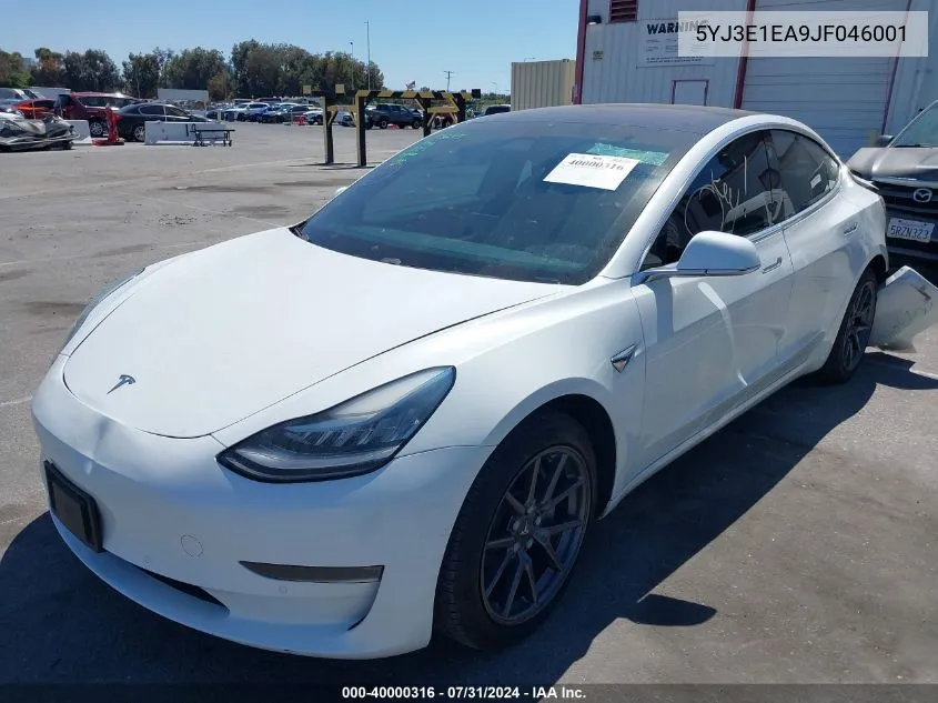 2018 Tesla Model 3 Long Range/Mid Range VIN: 5YJ3E1EA9JF046001 Lot: 40000316