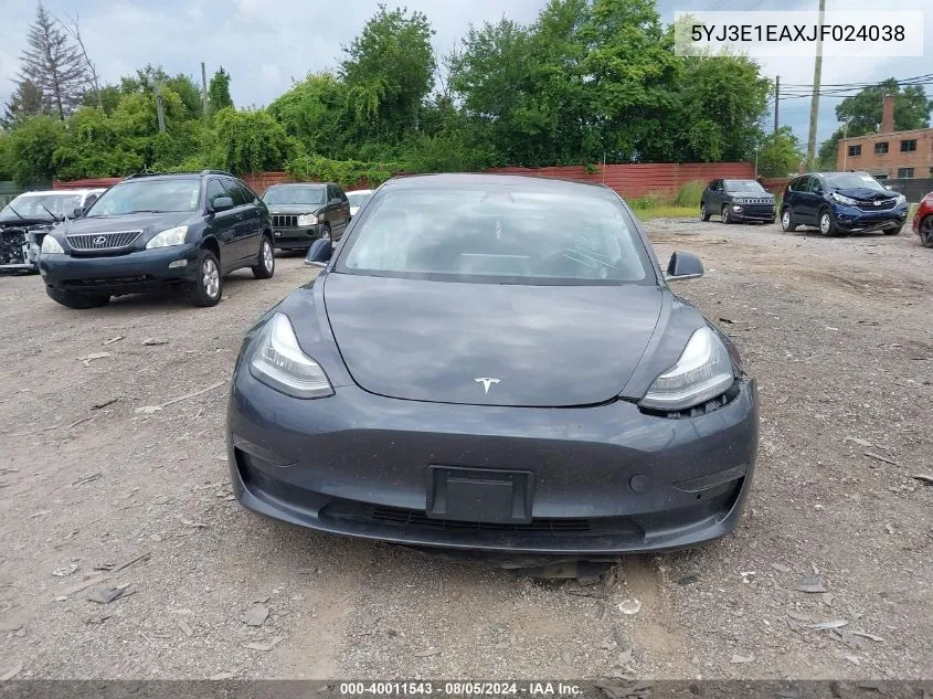 2018 Tesla Model 3 Long Range/Mid Range VIN: 5YJ3E1EAXJF024038 Lot: 40011543