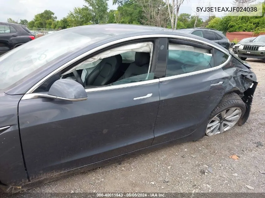 2018 Tesla Model 3 Long Range/Mid Range VIN: 5YJ3E1EAXJF024038 Lot: 40011543