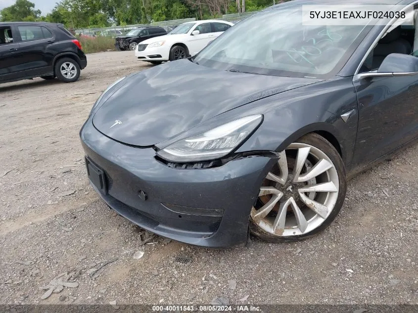 2018 Tesla Model 3 Long Range/Mid Range VIN: 5YJ3E1EAXJF024038 Lot: 40011543