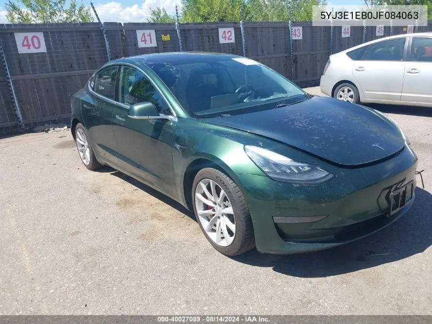 2018 Tesla Model 3 Long Range/Performance VIN: 5YJ3E1EB0JF084063 Lot: 40027089