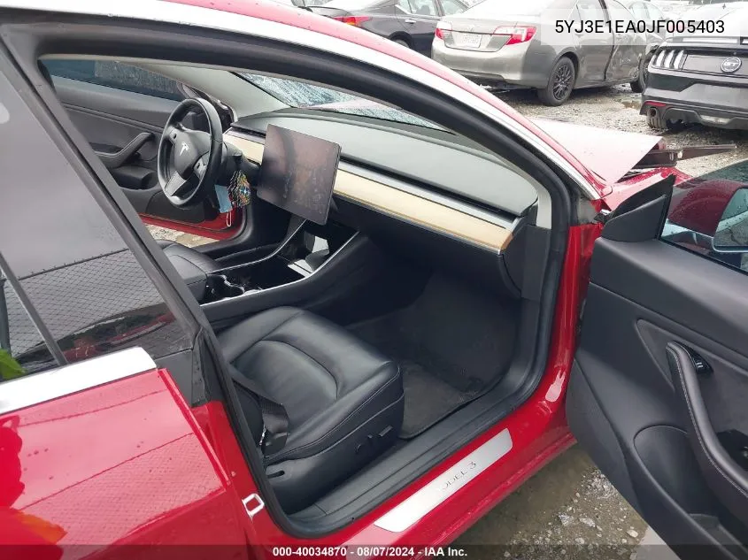 5YJ3E1EA0JF005403 2018 Tesla Model 3 Long Range/Mid Range