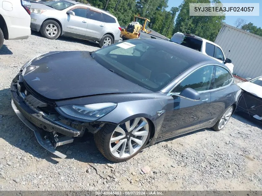 2018 Tesla Model 3 VIN: 5YJ3E1EA3JF024057 Lot: 40045053