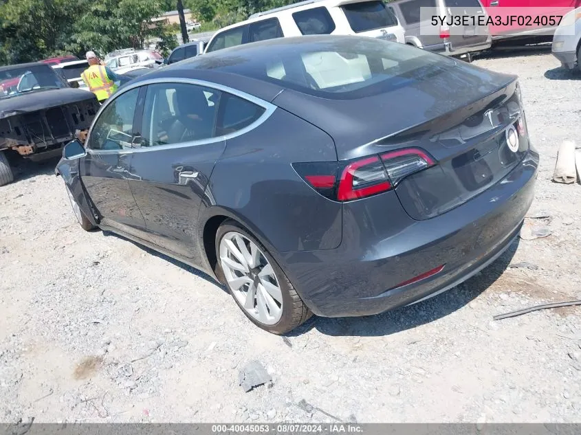 2018 Tesla Model 3 VIN: 5YJ3E1EA3JF024057 Lot: 40045053