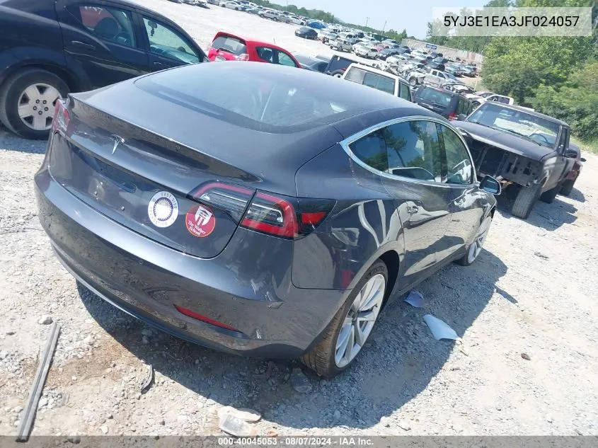 2018 Tesla Model 3 VIN: 5YJ3E1EA3JF024057 Lot: 40045053