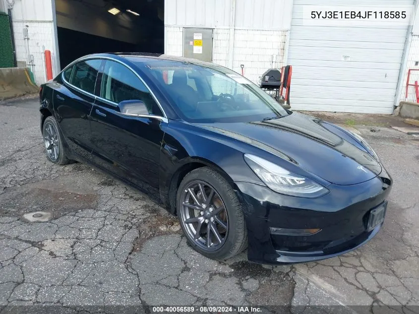 2018 Tesla Model 3 Long Range/Performance VIN: 5YJ3E1EB4JF118585 Lot: 40056589