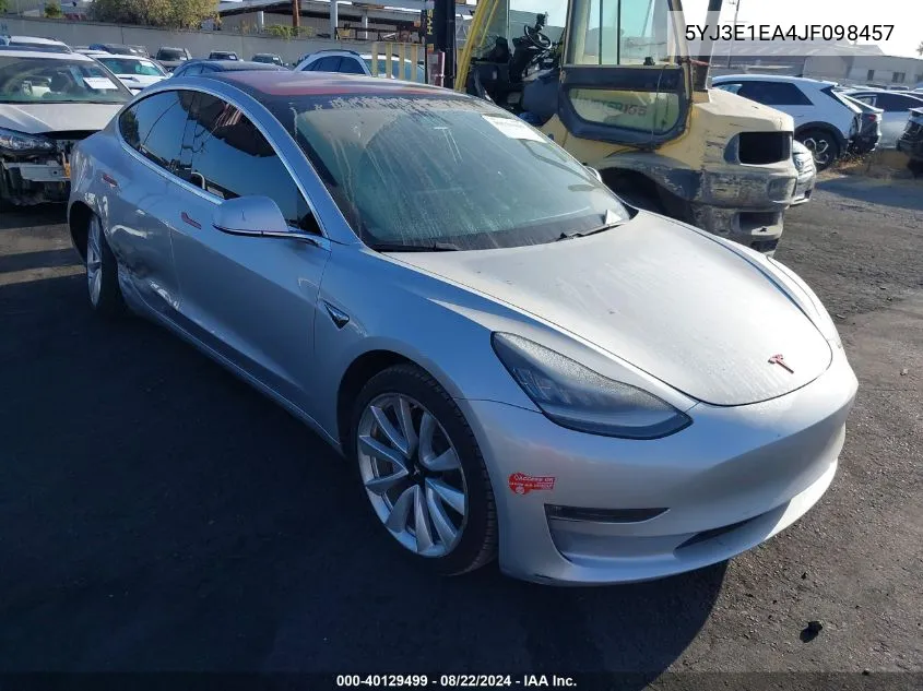 2018 Tesla Model 3 Long Range/Mid Range VIN: 5YJ3E1EA4JF098457 Lot: 40129499