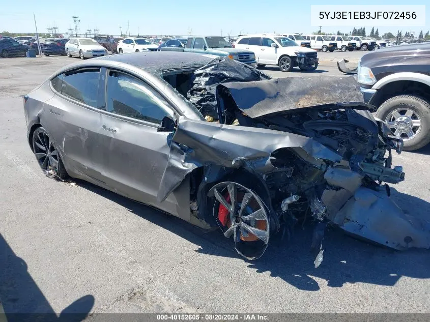 2018 Tesla Model 3 Long Range/Performance VIN: 5YJ3E1EB3JF072456 Lot: 40152605