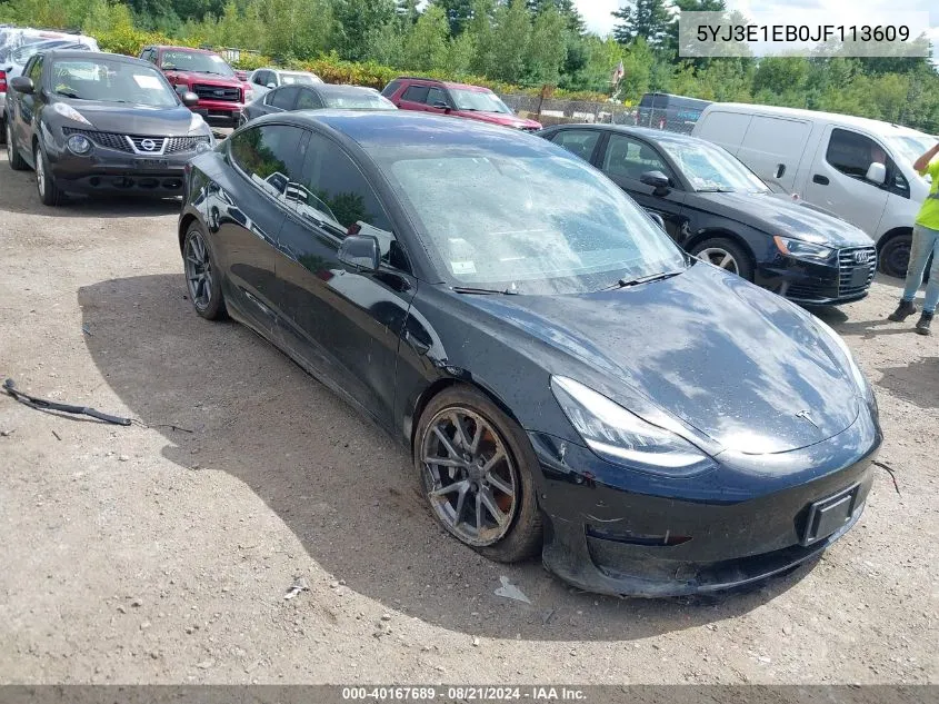 2018 Tesla Model 3 Long Range/Performance VIN: 5YJ3E1EB0JF113609 Lot: 40167689