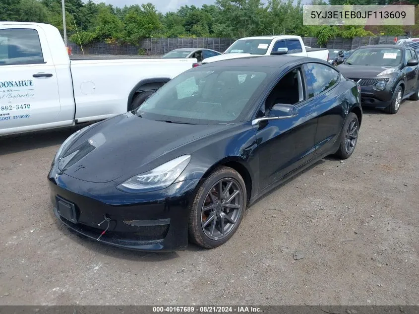 2018 Tesla Model 3 Long Range/Performance VIN: 5YJ3E1EB0JF113609 Lot: 40167689