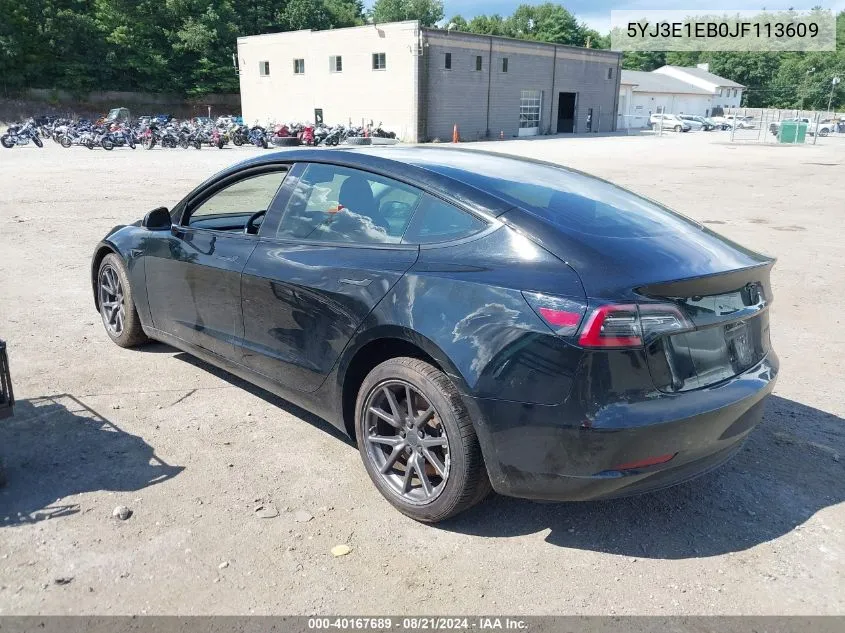 2018 Tesla Model 3 Long Range/Performance VIN: 5YJ3E1EB0JF113609 Lot: 40167689