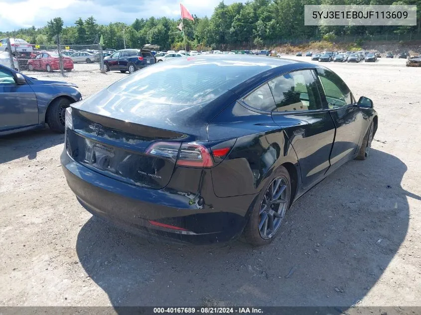 2018 Tesla Model 3 Long Range/Performance VIN: 5YJ3E1EB0JF113609 Lot: 40167689