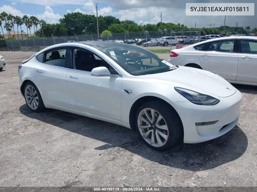 2018 Tesla Model 3 Long Range/Mid Range VIN: 5YJ3E1EAXJF015811 Lot: 40199719