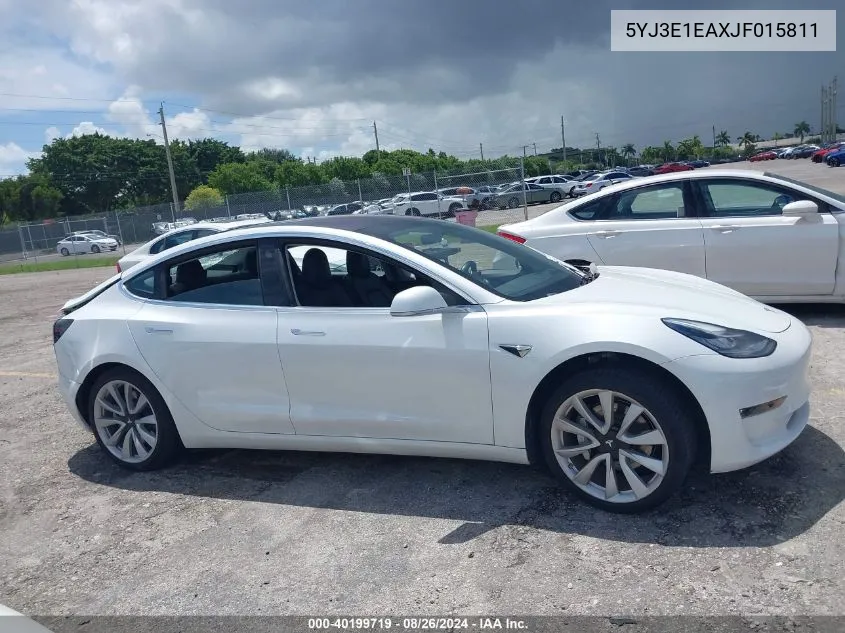 2018 Tesla Model 3 Long Range/Mid Range VIN: 5YJ3E1EAXJF015811 Lot: 40199719