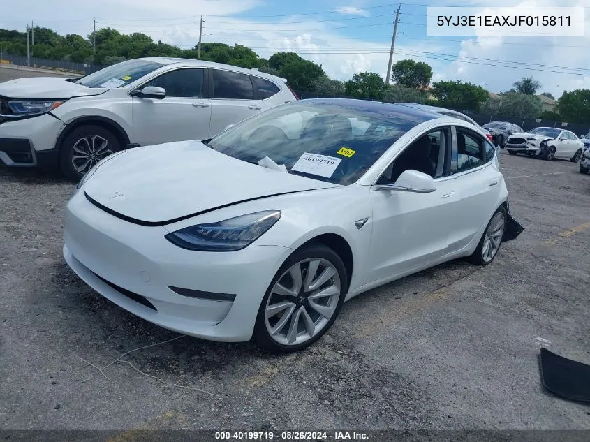 2018 Tesla Model 3 Long Range/Mid Range VIN: 5YJ3E1EAXJF015811 Lot: 40199719