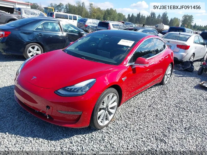 2018 Tesla Model 3 Long Range/Performance VIN: 5YJ3E1EBXJF091456 Lot: 40236755