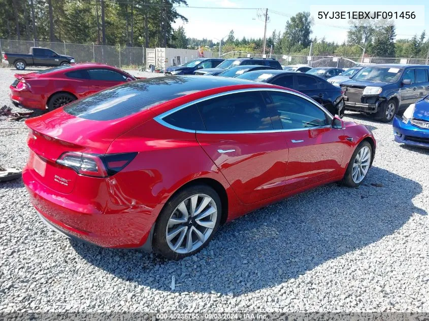 2018 Tesla Model 3 Long Range/Performance VIN: 5YJ3E1EBXJF091456 Lot: 40236755