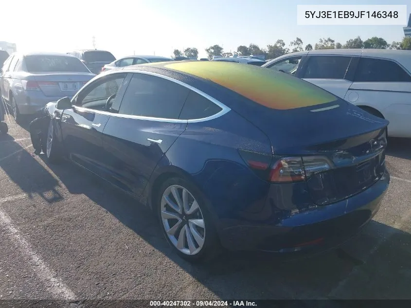 2018 Tesla Model 3 VIN: 5YJ3E1EB9JF146348 Lot: 40247302