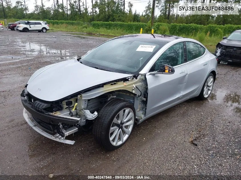 2018 Tesla Model 3 Long Range/Mid Range VIN: 5YJ3E1EA3JF048486 Lot: 40247548